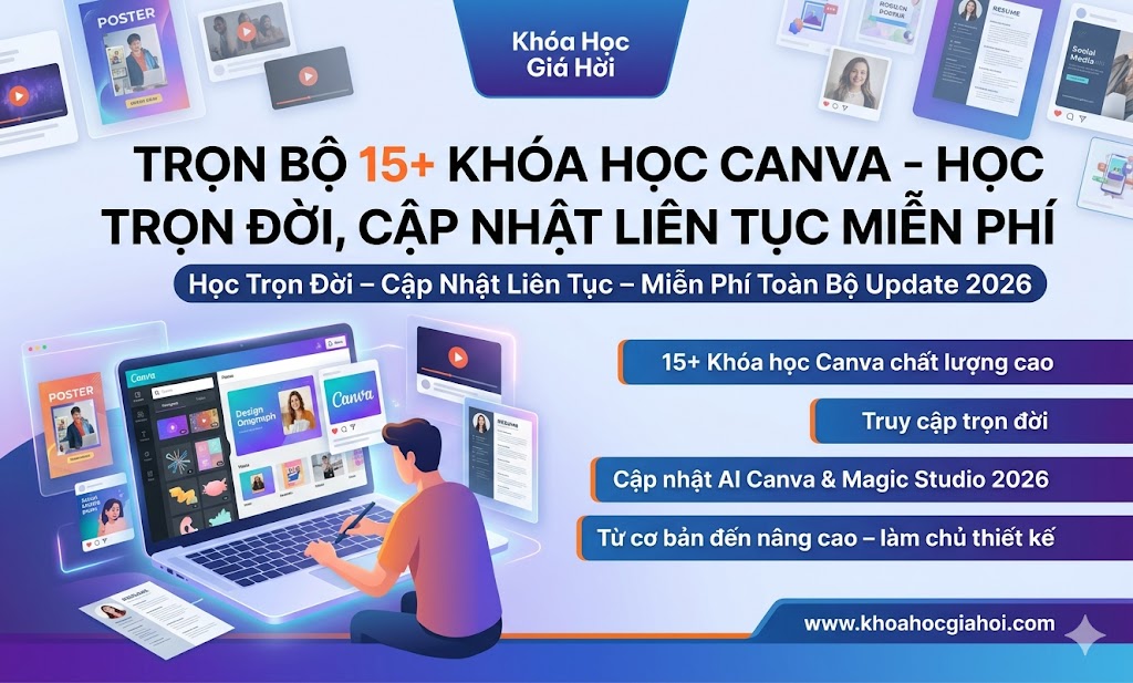 Trọn Bộ 15+ Khóa Học Canva – Học Trọn Đời, Cập Nhật Liên Tục Miễn Phí