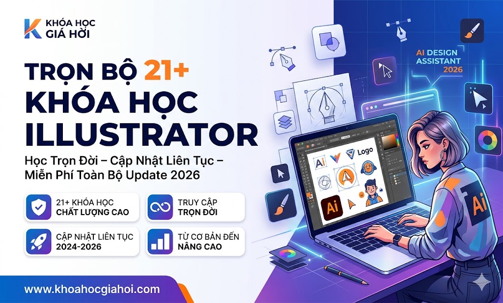 Trọn Bộ 21+ Khóa Học Illustrator – Học Trọn Đời, Cập Nhật Liên Tục Miễn Phí