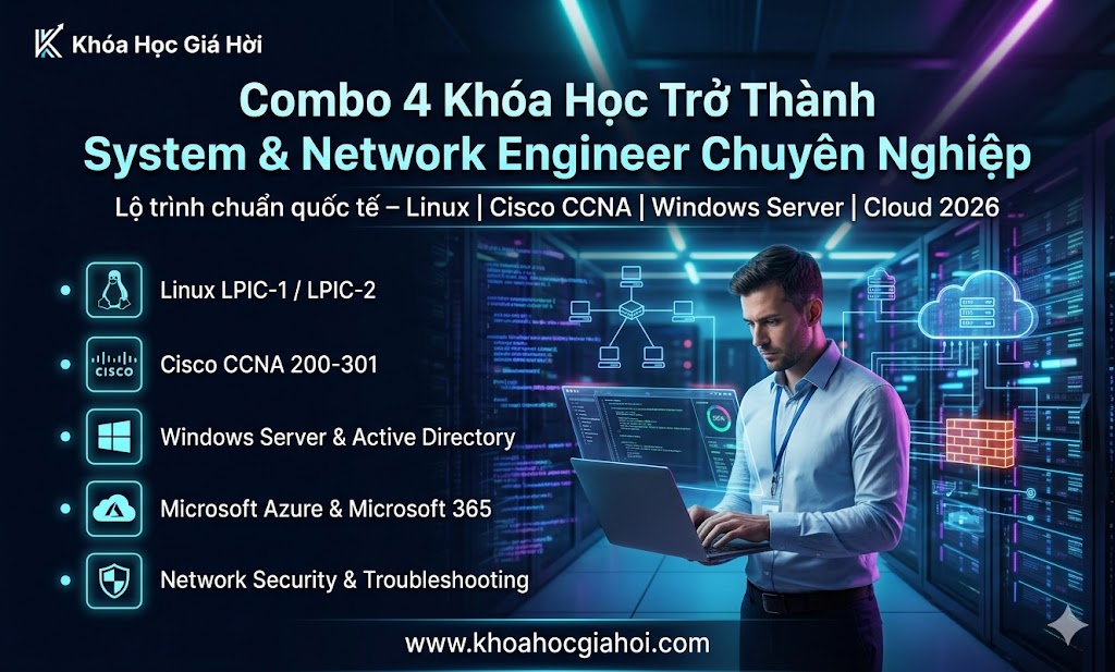 Combo 4 Khóa Học Trở Thành System & Network Engineer Chuyên Nghiệp Cùng NGN Networking Academy