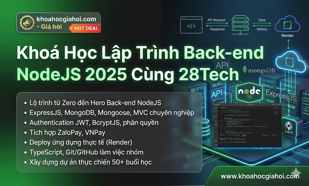 Khoá Học Lập Trình Back-end NodeJS 2025 Cùng 28Tech