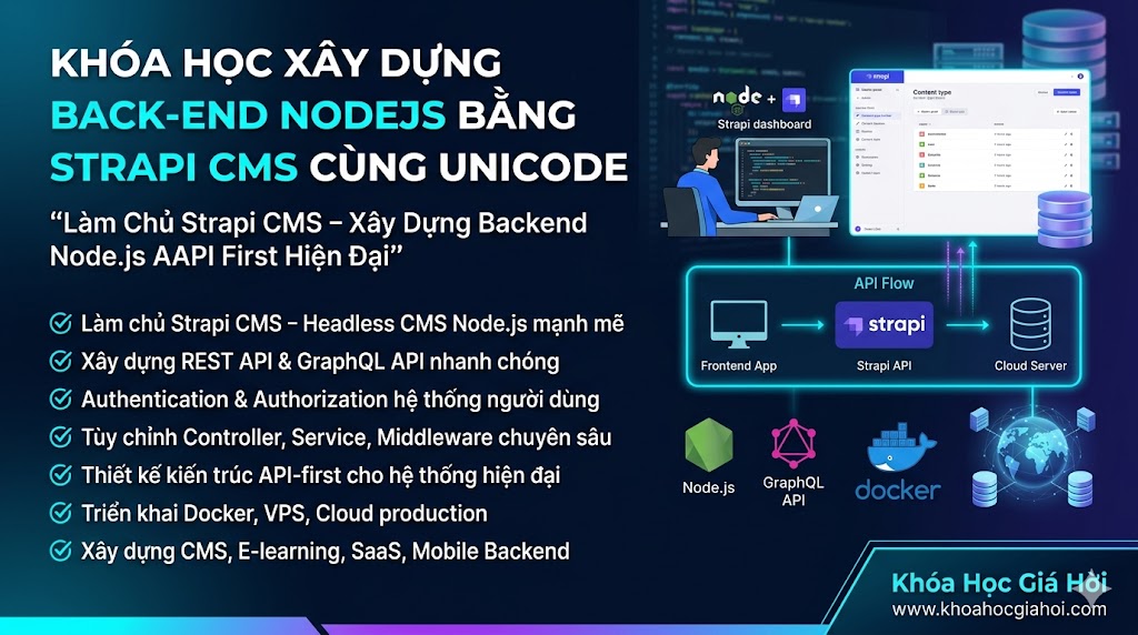 Khóa Học Xây Dựng Back-End Nodejs Bằng Strapi CMS Cùng Unicode