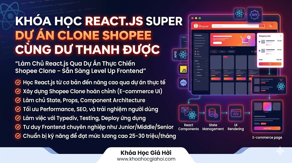 Khóa Học React.js Super | Dự Án Clone Shopee Cùng Dư Thanh Được