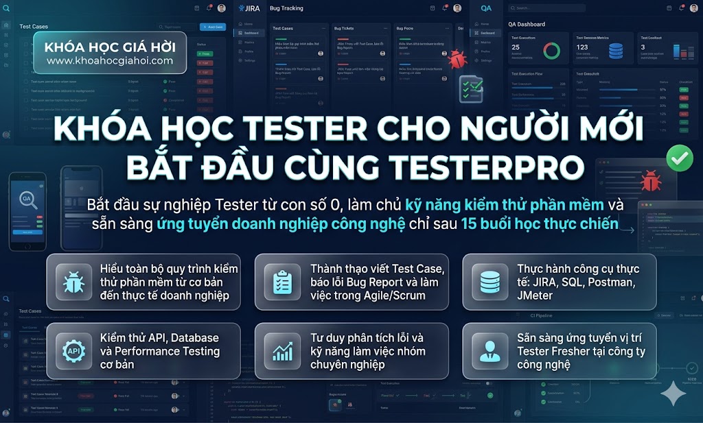 Khóa Học Tester Cho Người Mới Bắt Đầu Cùng TesterPro