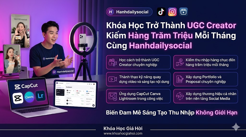 Khóa Học Trở Thành UGC Creator Kiếm Hàng Trăm Triệu Mỗi Tháng Cùng Hanhdailysocial