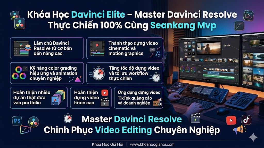 Khóa Học Davinci Elite – Master Davinci Resolve Thực Chiến 100% Cùng Seankang Mvp