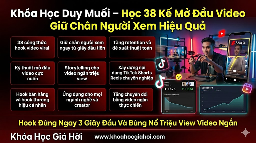 Khóa Học Duy Muối – Học 38 Kế Mở Đầu Video Giữ Chân Người Xem Hiệu Quả