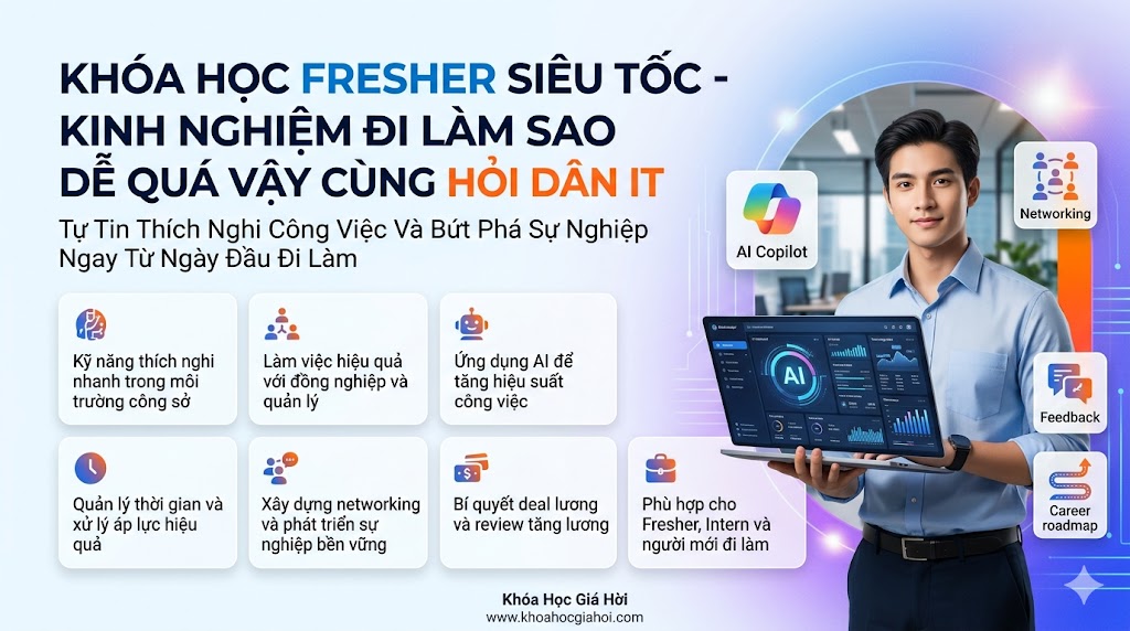 Khóa Học Fresher Siêu Tốc - Kinh Nghiệm Đi Làm Sao Dễ Quá Vậy Cùng Hỏi Dân IT
