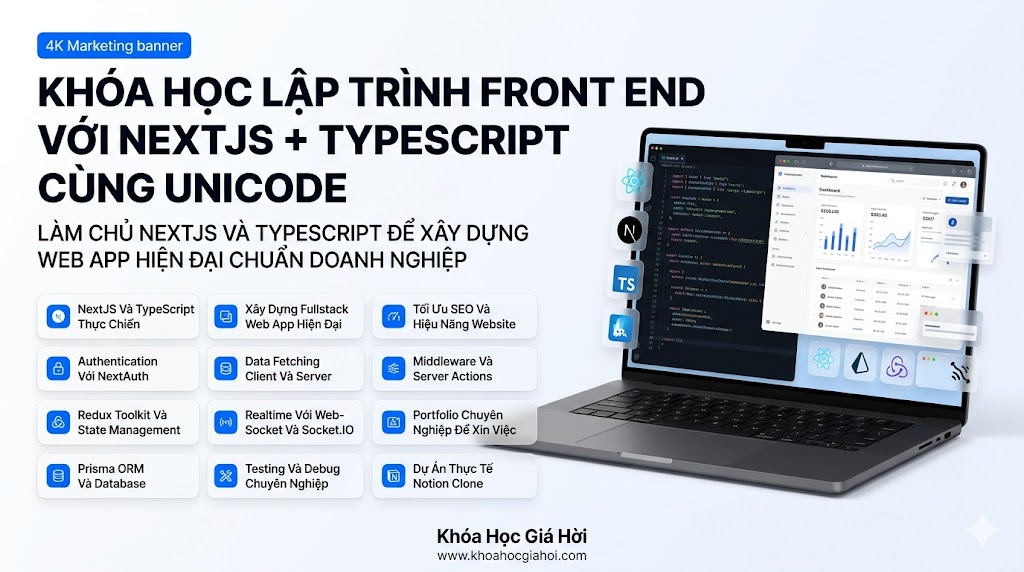 Khóa Học Lập Trình Front-End Với NextJS + TypeScript Cùng Unicode