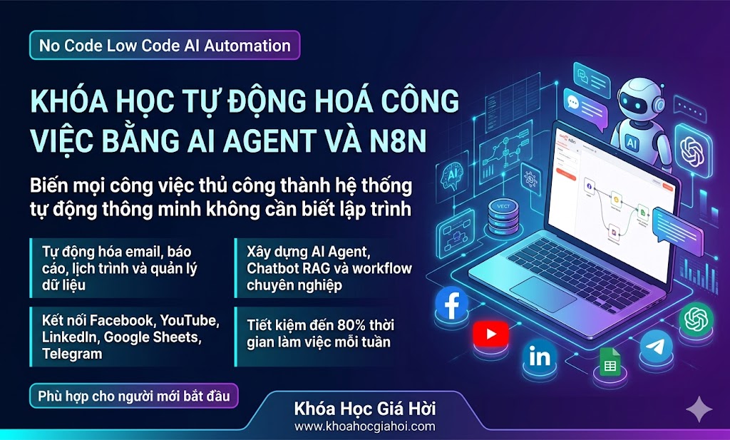 Khóa Học Tự Động Hoá Công Việc Bằng AI Agent Và N8N