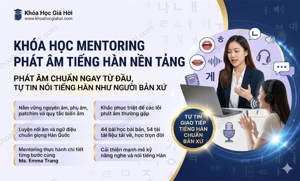 Khóa Học Mentoring Phát Âm Tiếng Hàn Nền Tảng