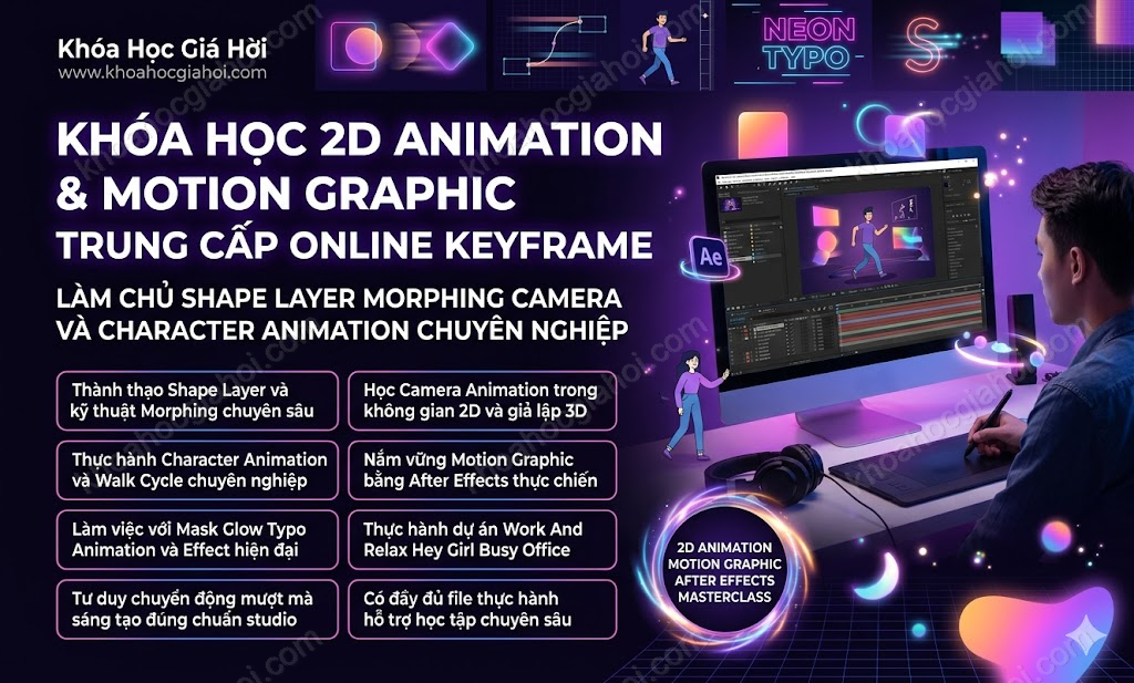 Khóa Học 2D Animation & Motion Graphic Trung Cấp Online Keyframe (Có File Thực Hành)