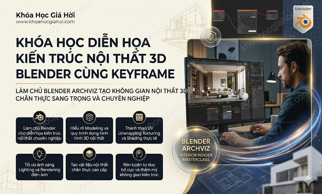 Khóa Học Diễn Họa Kiến Trúc Nội Thất 3D Blender Cùng Keyframe