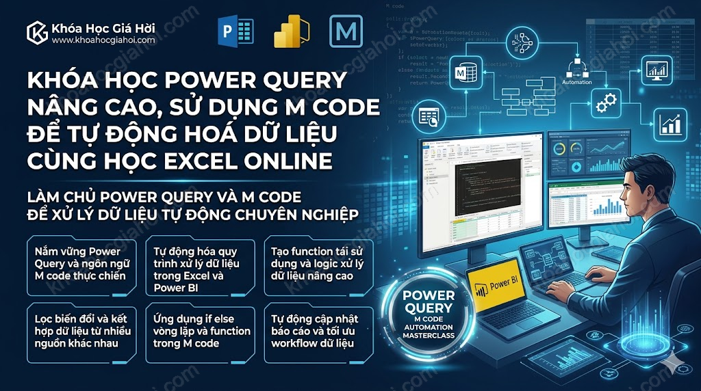 Khóa Học Power Query Nâng Cao, Sử Dụng M-code Để Tự Động Hoá Dữ Liệu Cùng Học Excel Online