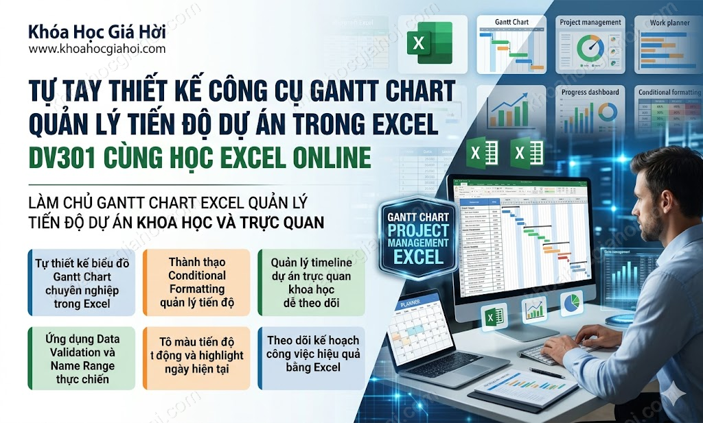 Tự Tay Thiết Kế Công Cụ Gantt Chart Quản Lý Tiến Độ Dự Án Trong Excel Dv301 Cùng Học Excel Online
