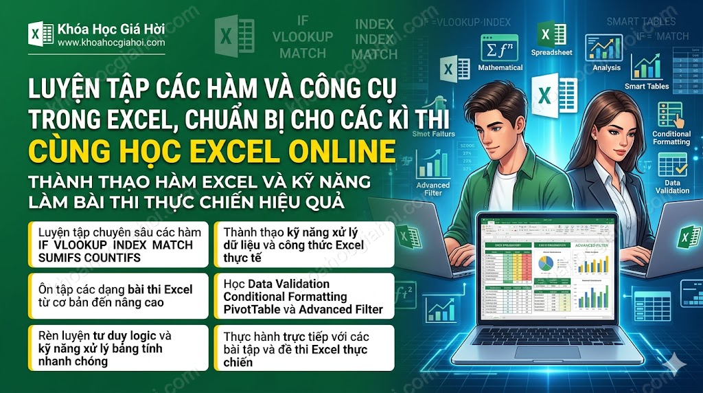 Luyện Tập Các Hàm Và Công Cụ Trong Excel, Chuẩn Bị Cho Các Kì Thi Cùng Học Excel Online