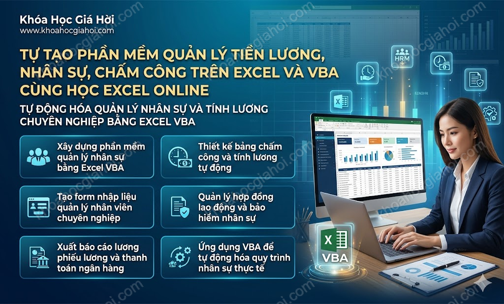 Tự Tạo Phần Mềm Quản Lý Tiền Lương, Nhân Sự, Chấm Công Trên Excel Và Vba Cùng Học Excel Online