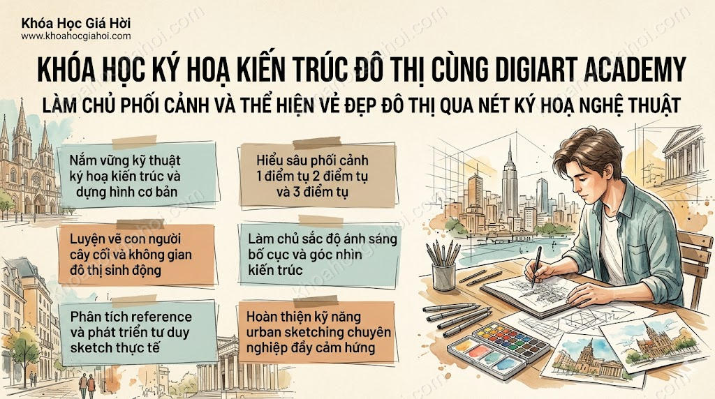 Khóa Học Ký Hoạ Kiến Trúc Đô Thị Cùng Digiart Academy
