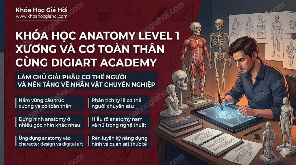 Khóa Học Anatomy Level 1 - Xương Và Cơ Toàn Thân Cùng Digiart Academy