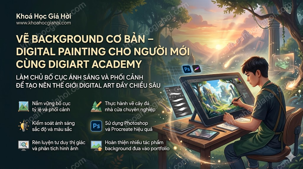 Khoá Học Vẽ Background Cơ Bản – Digital Painting Cho Người Mới Cùng Digiart Academy