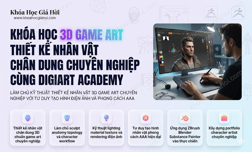 Khoá Học 3D Game Art: Thiết Kế Nhân Vật Chân Dung Chuyên Nghiệp Cùng Digiart Academy