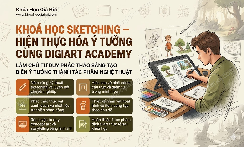 Khoá Học Sketching – Hiện Thực Hóa Ý Tưởng Cùng Digiart Academy