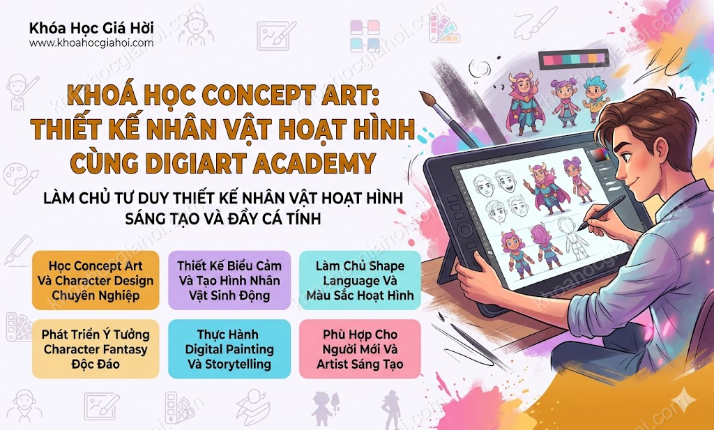 Khoá Học Concept Art: Thiết Kế Nhân Vật Hoạt Hình Cùng Digiart Academy