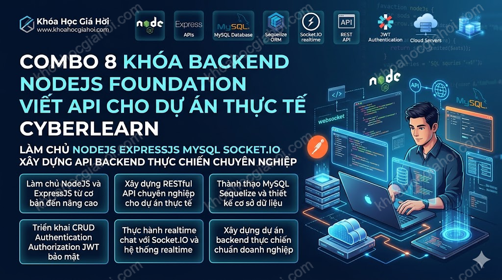 Combo 8 Khóa Backend Nodejs Foundation Viết Api Cho Dự Án Thực Tế CyberLearn
