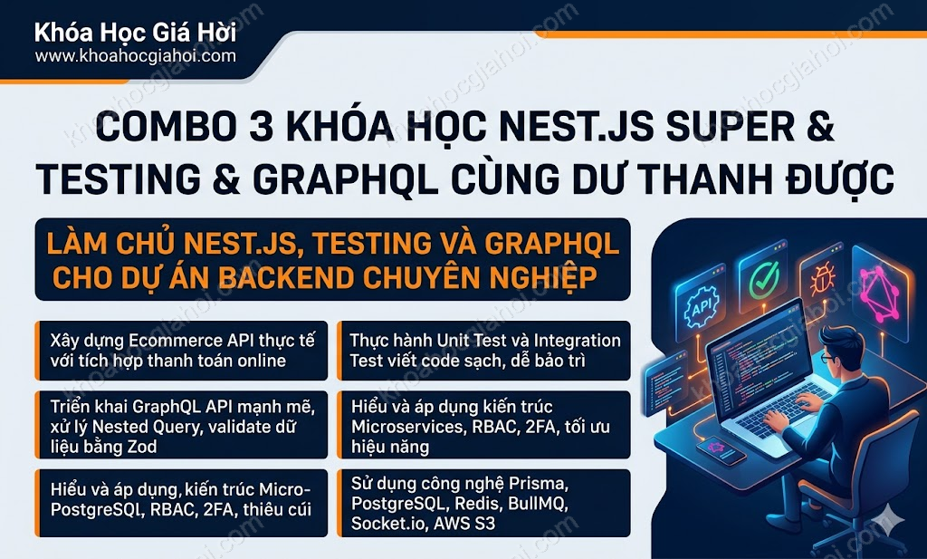 Combo 3 Khóa Học Nest.js Super & Testing & Graphql Cùng Dư Thanh Được