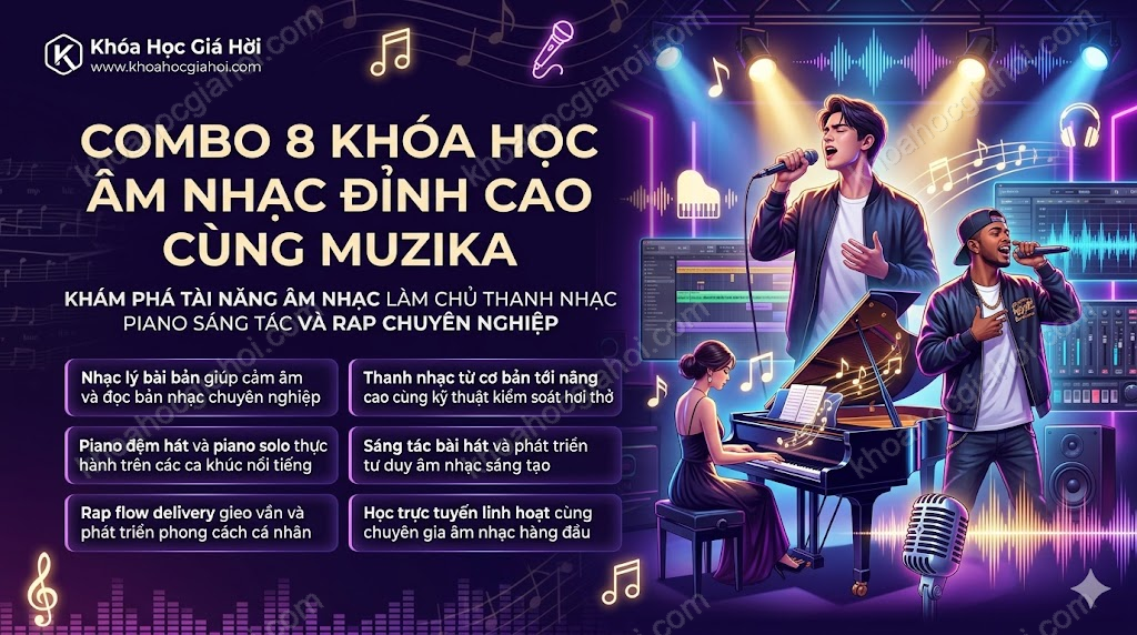 Combo 8 Khóa Học Âm Nhạc Đỉnh Cao Cùng Muzika
