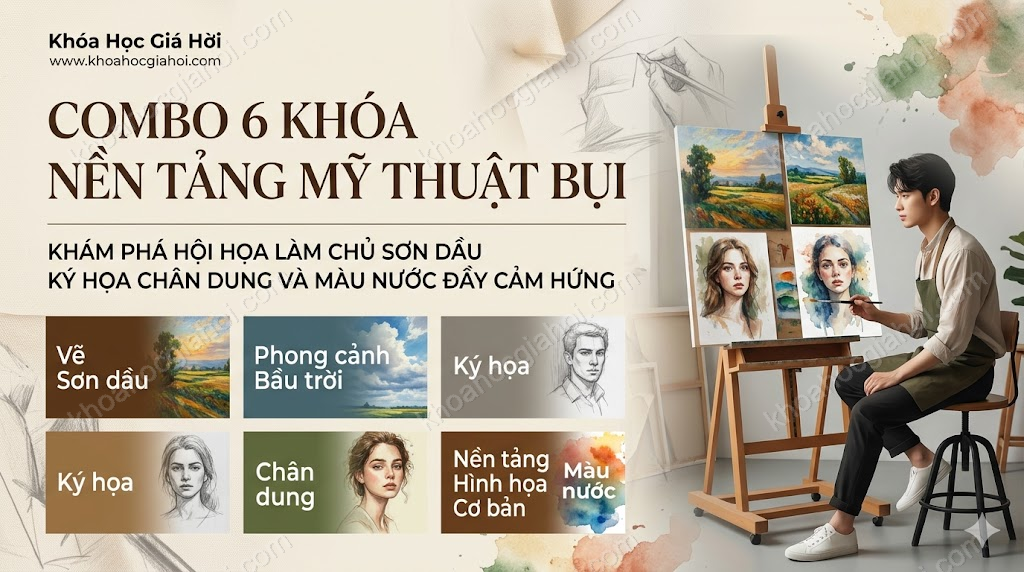 Combo 6 Khóa Nền Tảng Mỹ Thuật Bụi