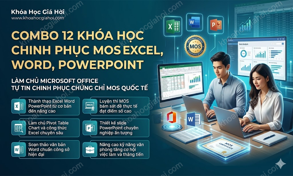 Combo 12 Khóa Học Chinh Phục Mos Excel, Word, Powerpoint