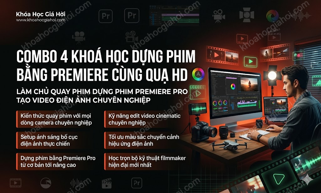 Combo 4 Khoá Học Dựng Phim Bằng Premiere Cùng Quạ HD