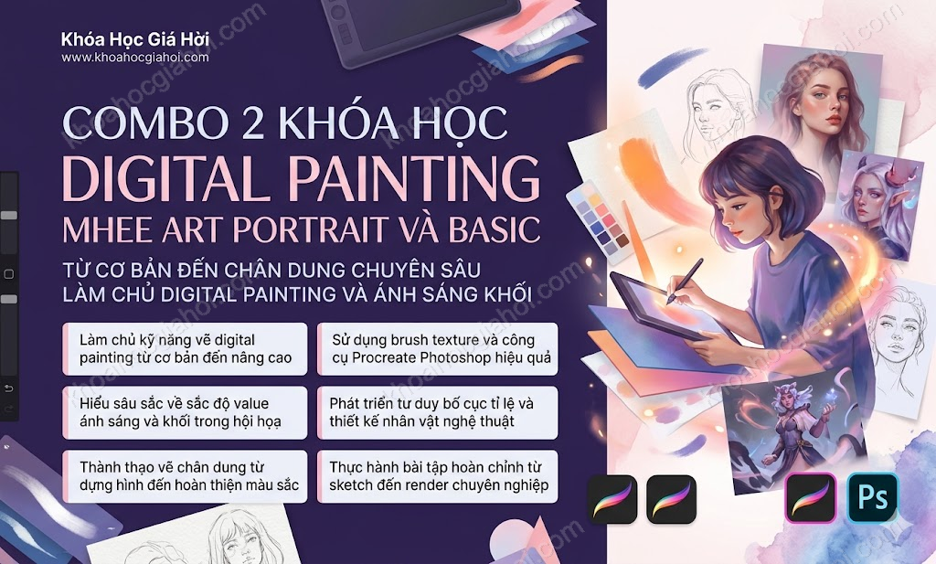 Combo 2 Khóa Digital Painting Cùng Mhee Art