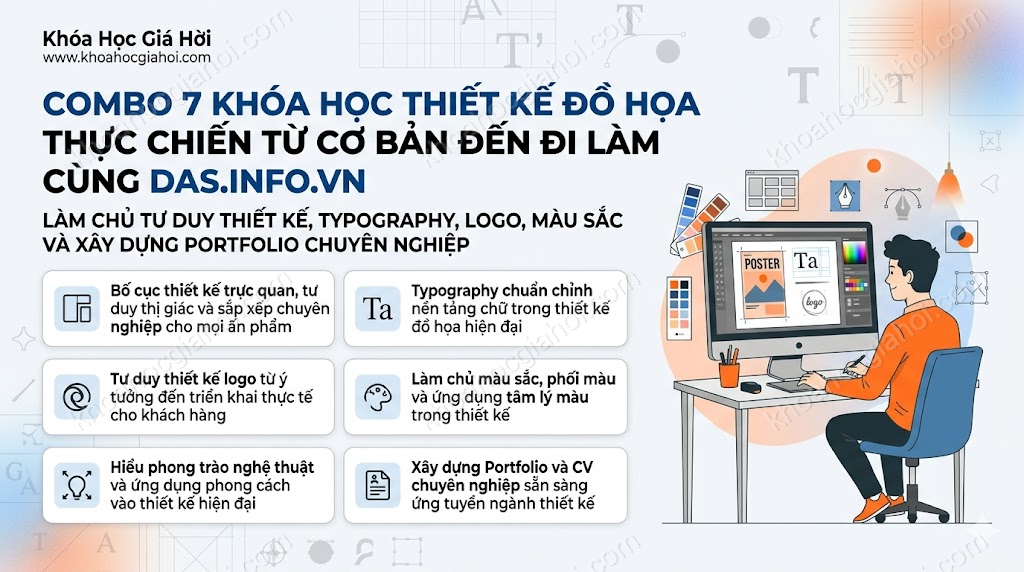 Combo 7 Khóa Học Thiết Kế Đồ Hoạ Thực Chiến: Từ Cơ Bản Đến Đi Làm Cùng DAS.info.vn