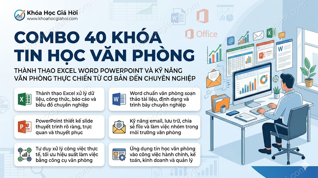Combo 40 Khoá Tin Học Văn Phòng