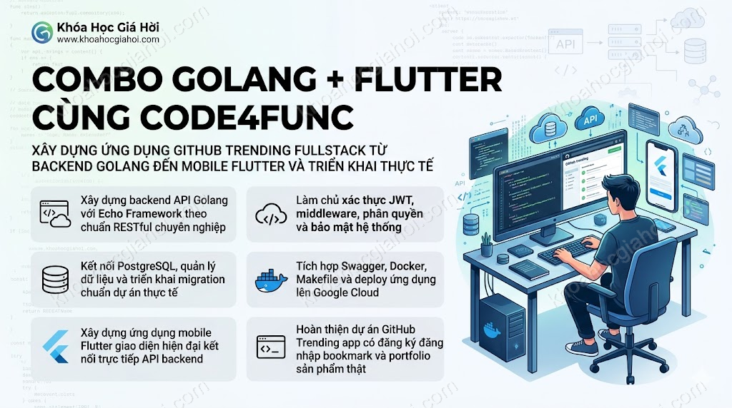 Combo Golang + Flutter Cùng Code4func