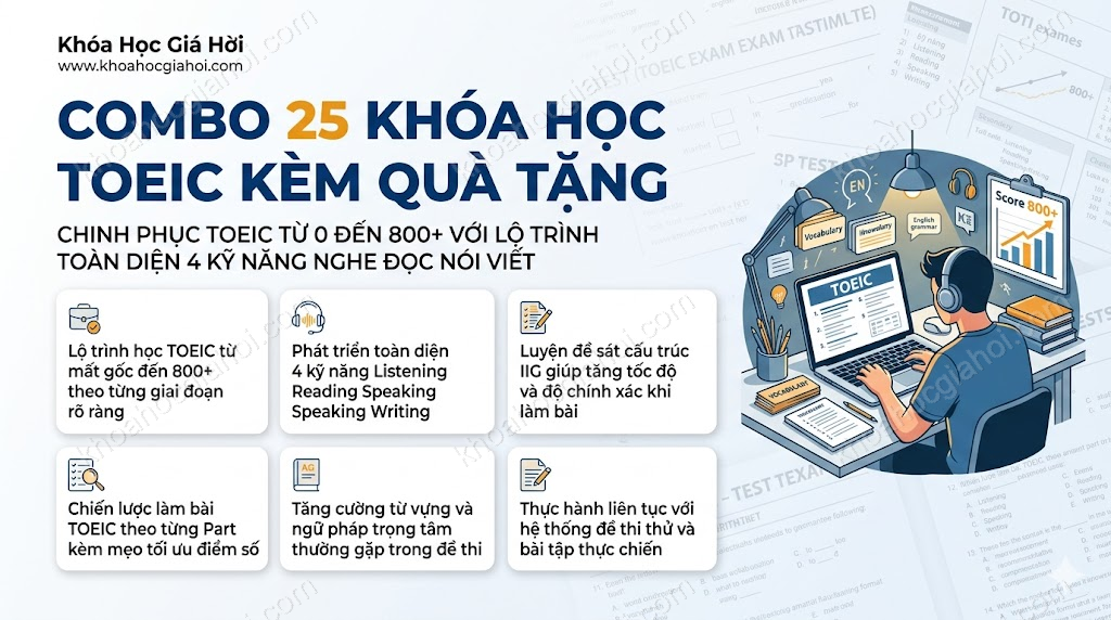 Combo 25 Khóa Học Toeic Kèm Quà Tặng