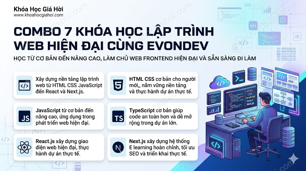 Combo 7 Khóa Học Lập Trình Web Hiện Đại Cùng Evondev