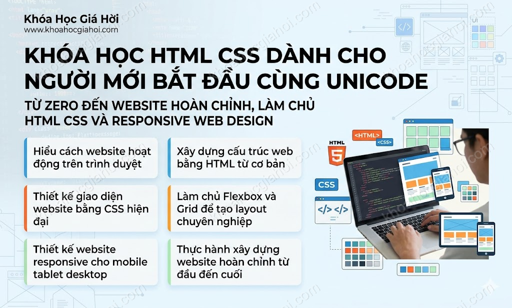 Khóa Học HTML - CSS Dành Cho Người Mới Bắt Đầu Cùng Unicode