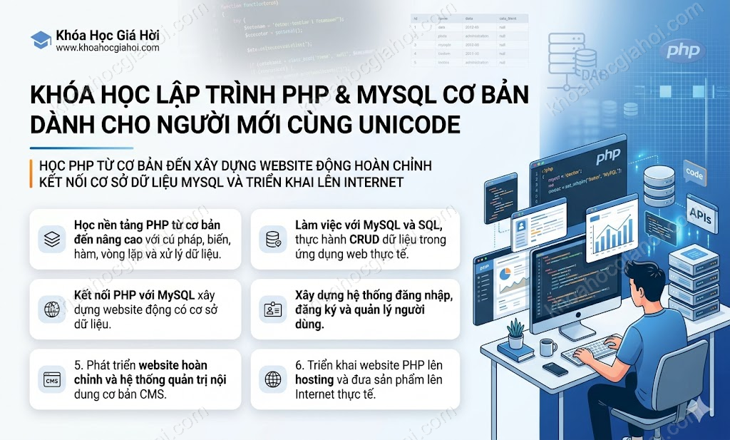 Khóa Học Lập Trình PHP & MySQL Cơ Bản Dành Cho Người Mới Cùng Unicode