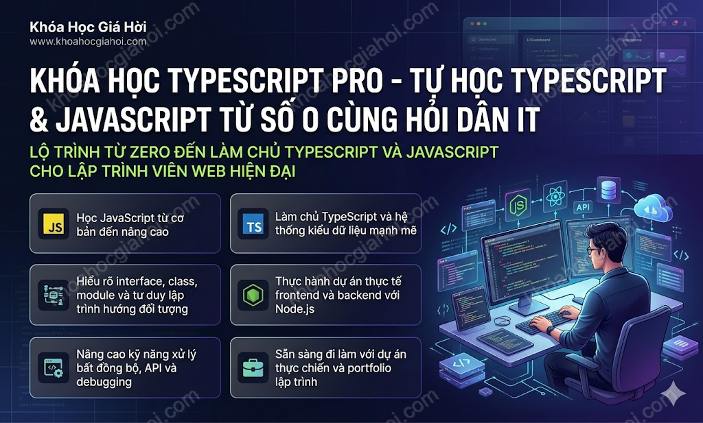 Khóa Học Typescript Pro - Tự Học Typescript & Javascript Từ Số 0 Cùng Hỏi Dân It