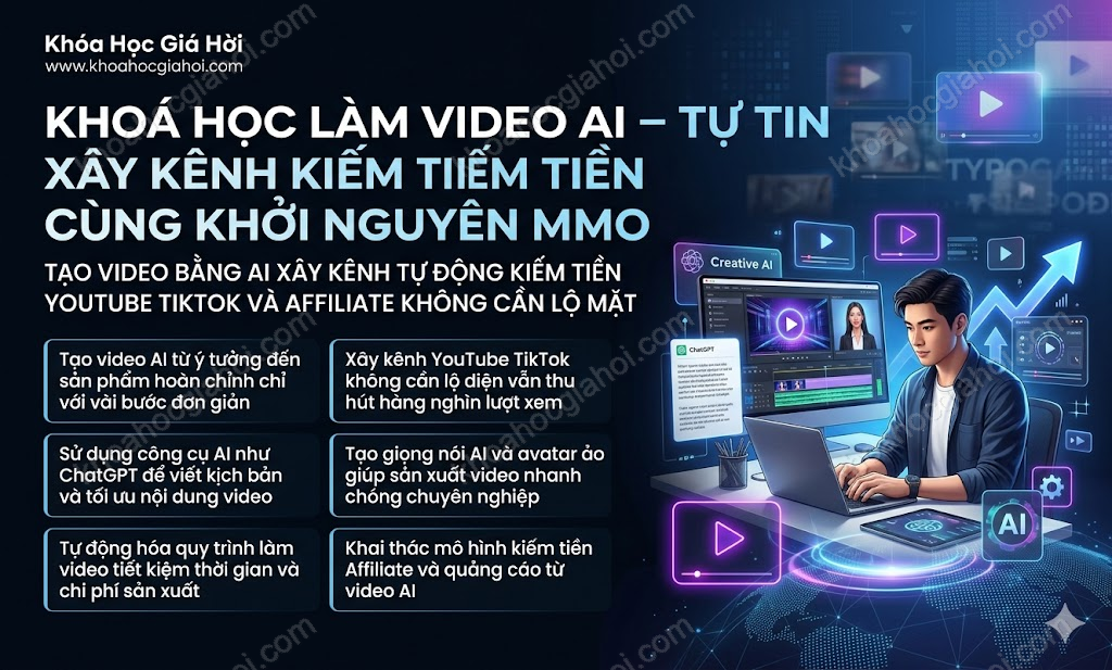 Khóa Học Làm Video AI – Tự Tin Xây Kênh Kiếm Tiền Cùng Khởi Nguyên MMO