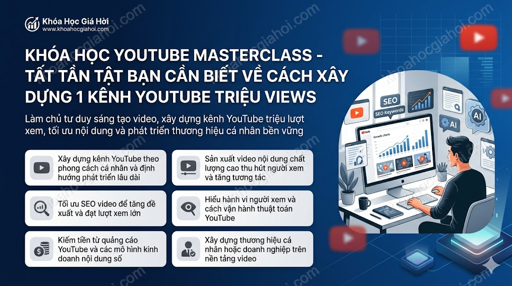 Khóa Học Youtube MasterClass - Tất Tần Tật Bạn Cần Biết Về Cách Xây Dựng 1 Kênh Youtube Triệu Views