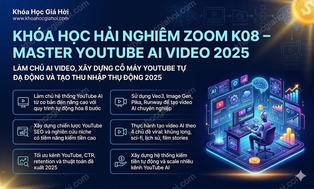 Khóa Học Hải Nghiêm Zoom K08 – Master Youtube AI Video 2025