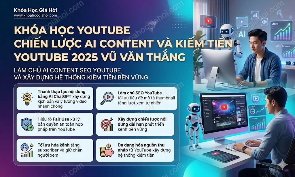 Khóa Học Youtube - Chiến Lược AI Content & Kiếm Tiền Youtube 2025 - Vũ Văn Thắng