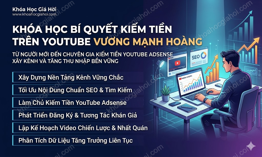 Khóa Học Bí Quyết Kiếm Tiền Trên Youtube – Vương Mạnh Hoàng
