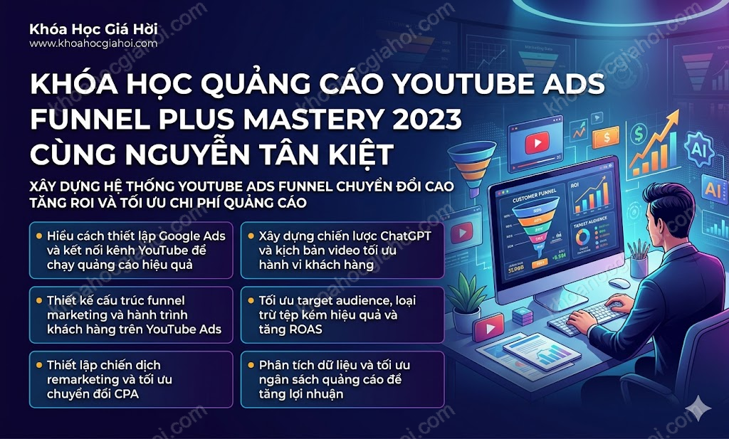 Khóa Học Quảng Cáo Youtube Ads Funnel + Mastery 2023 Cùng Nguyễn Tân Kiệt