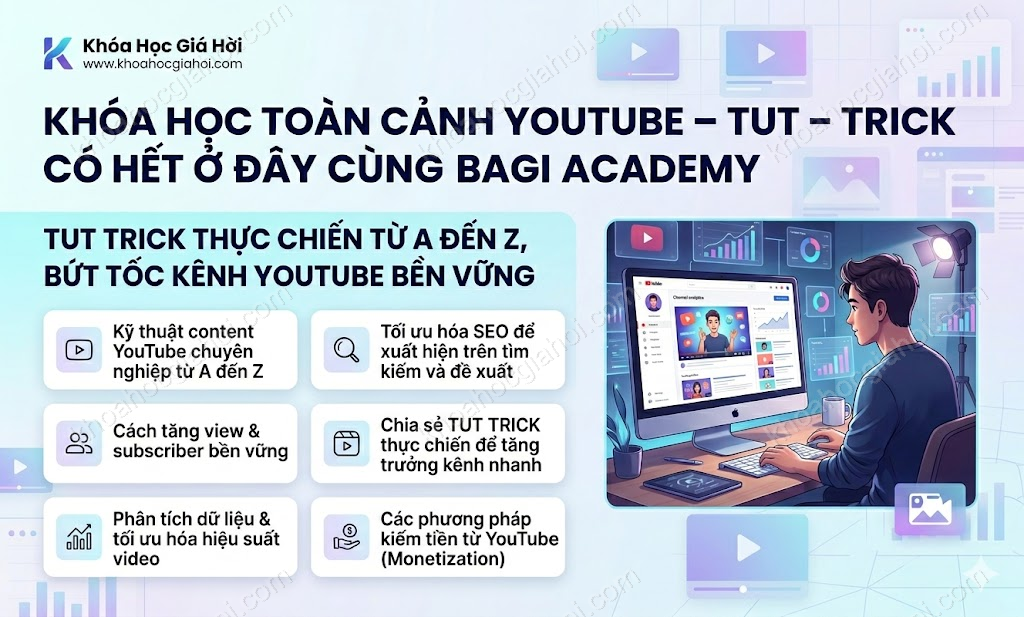 Khóa Học Toàn Cảnh Youtube – Tut – Trick Có Hết Ở Đây Cùng Bagi Academy