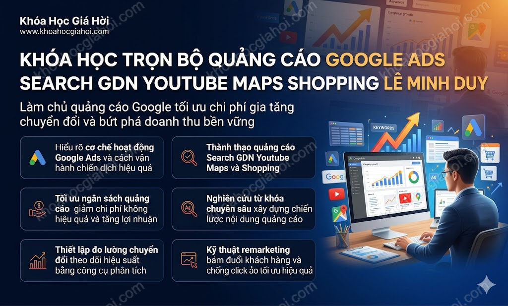 Khóa Học Trọn Bộ Quảng Cáo Google Ads: Search, Gdn, Youtube, Maps, Shopping – Lê Minh Duy