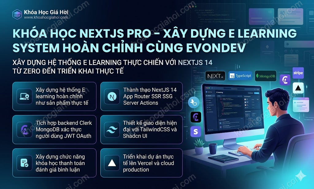 Khóa Học Nextjs Pro – Xây Dựng E Learning System Hoàn Chỉnh Cùng Evondev